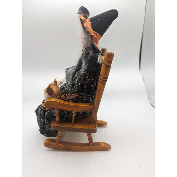 Byers Choice Halloween Grandma in a Rocking Chair with Cat and Book - Picture 3 of 5